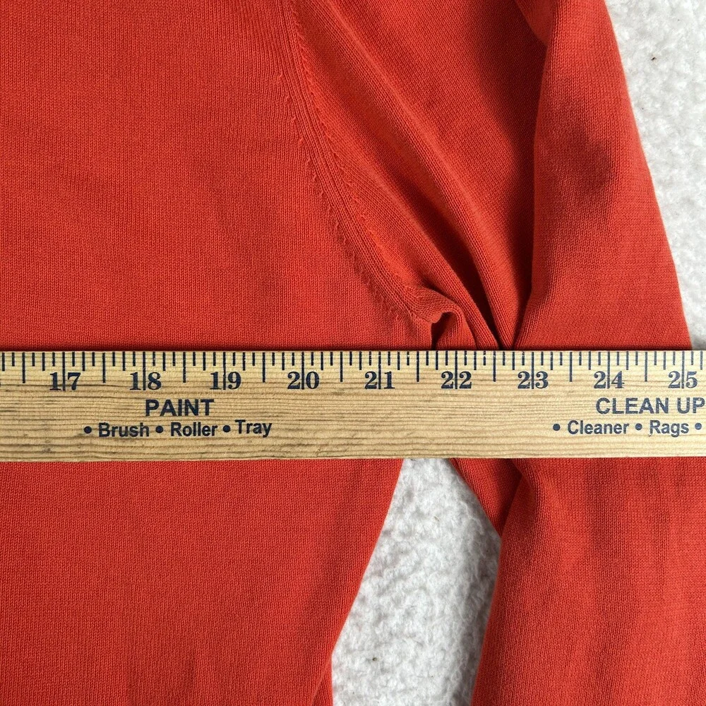 Lacoste Sweater Mens Large Orange Garment Dyed Cotton Crewneck Pullover Logo
